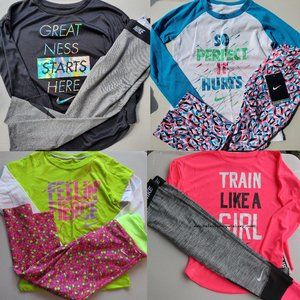 8pc Nike Girls 6X Leggings & Long Sleeve Tops Winter Fall Brand NEW